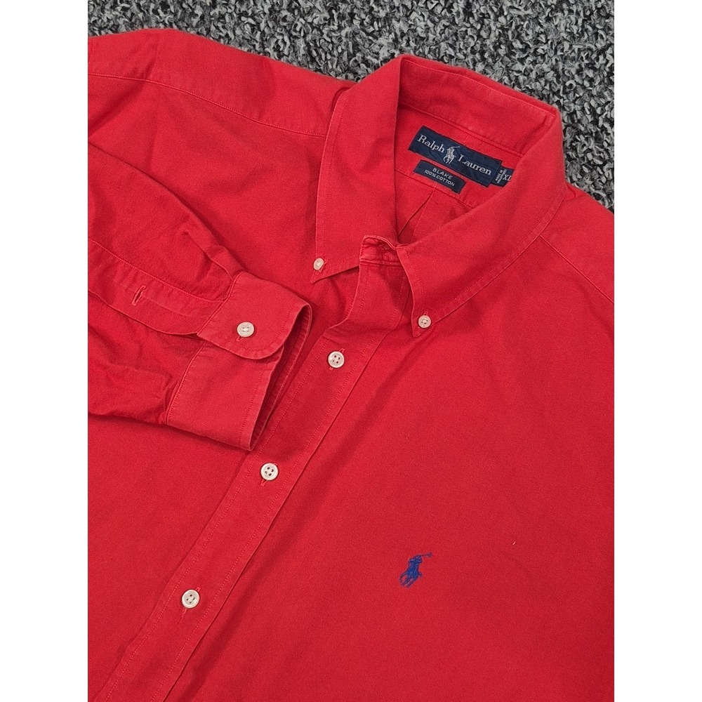 Ralph Lauren Shirt Solid Red Mens XL Long‎ Sleeve Button Gray Beige Blake Casual